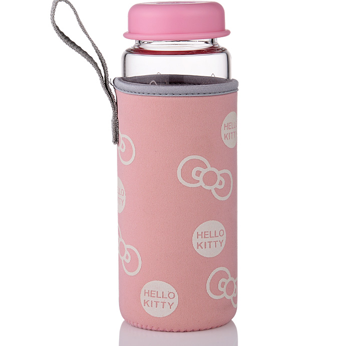 TT-T192 Hello Kitty 玻璃水杯帶布套